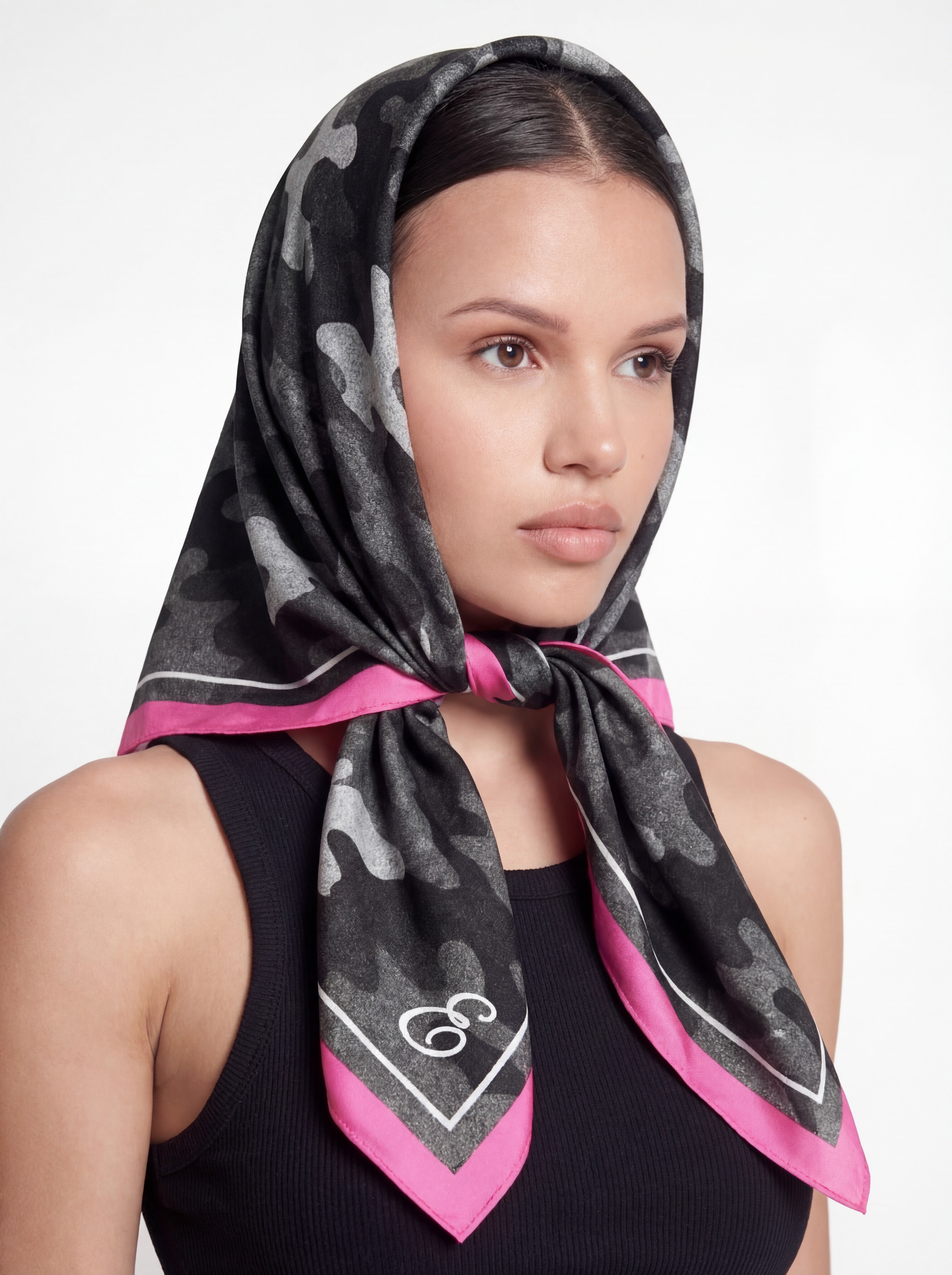 EASTER SUNDAY SILK SCARF (LIQUORICE PINK CAMO)